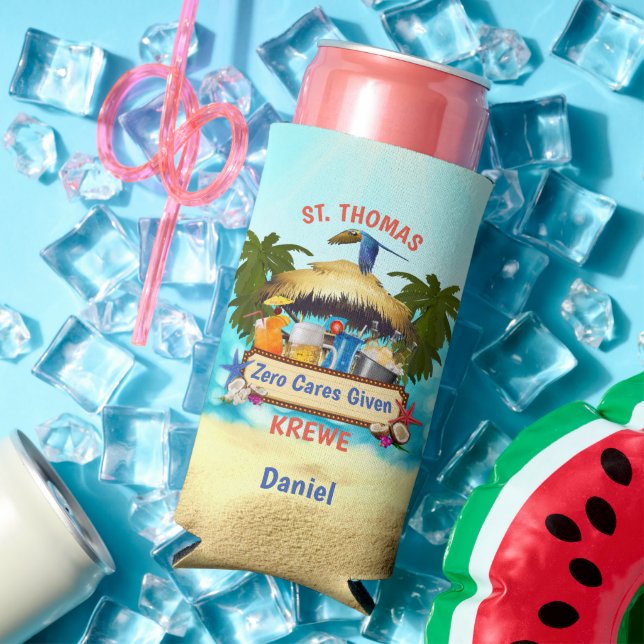 Rafraîchisseur Pour Canette Slim Bar Tiki de plage Slim (Été in situ)