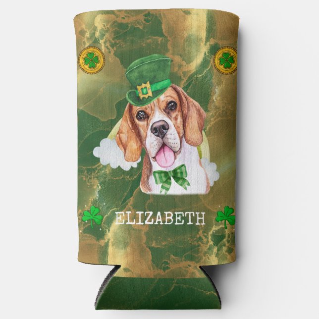 Rafraîchisseur Pour Canette Slim Beagle sur mesure Gold St. Patricks (Recto)