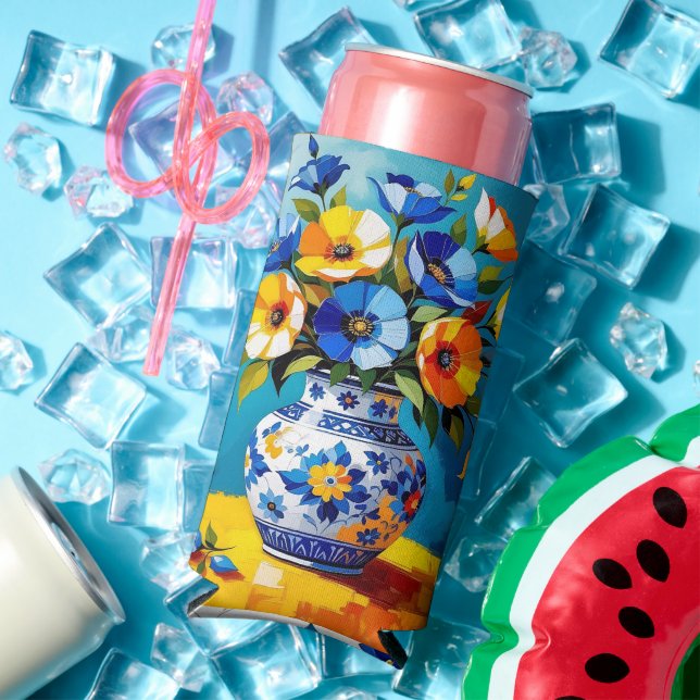 Rafraîchisseur Pour Canette Slim Beau vase de fleurs  (Été in situ)