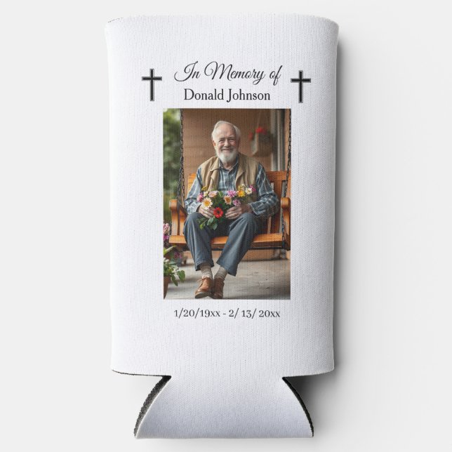 Rafraîchisseur Pour Canette Slim Black Cross and Poem Photo Memorial (Recto)