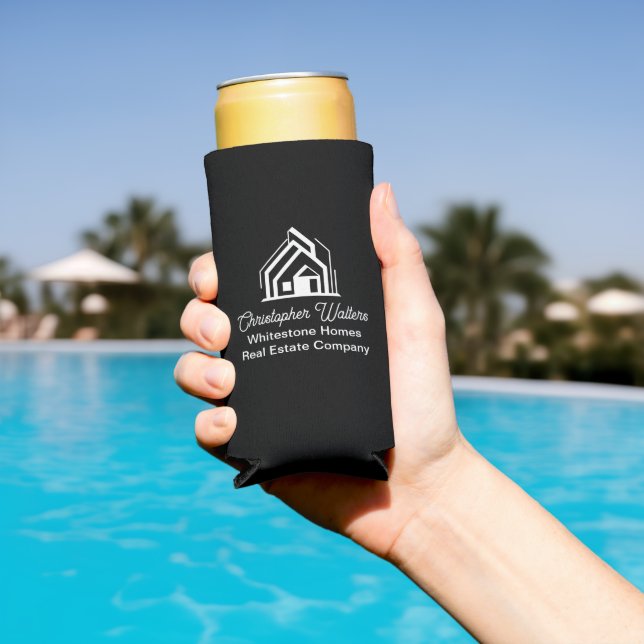 Rafraîchisseur Pour Canette Slim Black Real Estate Company Personalized Realtor (Piscine in situ)