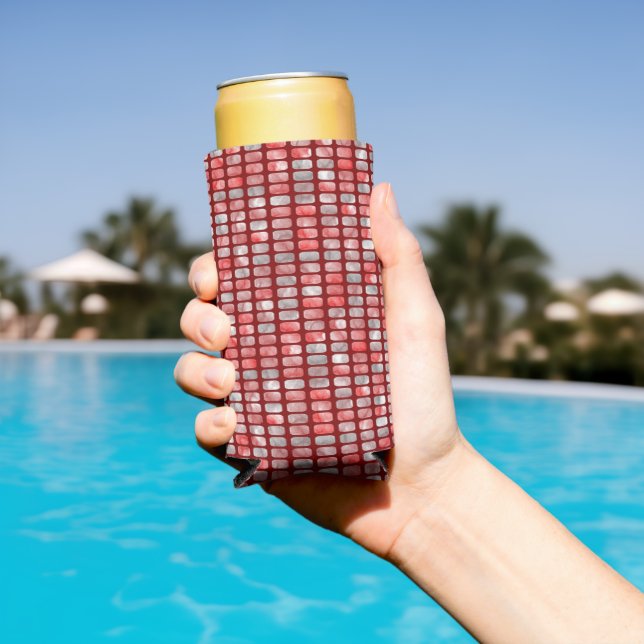 Rafraîchisseur Pour Canette Slim Blocs gris et rouge (Piscine in situ)