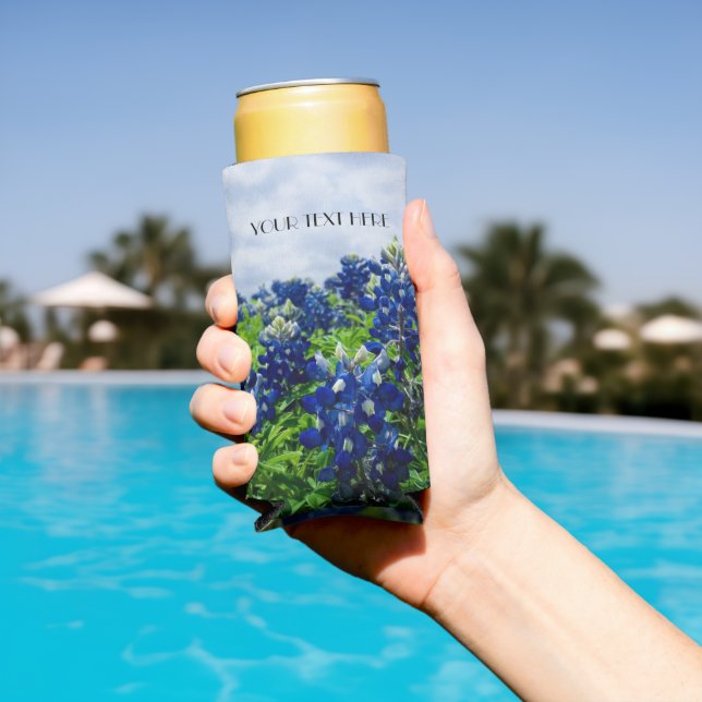 Rafraîchisseur Pour Canette Slim Bluebonnets Blue Flowers Texas texan Floral (Piscine in situ)