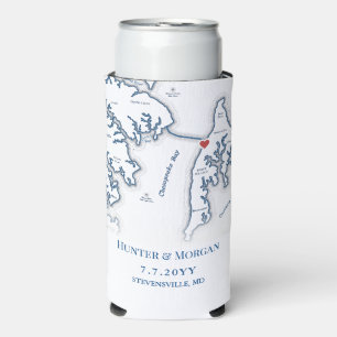Rafraîchisseur Pour Canette Slim Boisson de faveur de mariage bleue du Chesapeake B
