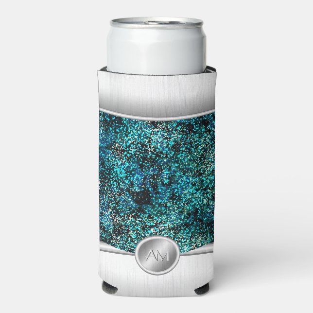 Rafraîchisseur Pour Canette Slim Boîtier monogramme en acier et parties scintillant (Seltzer Recto)