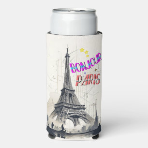 Rafraîchisseur Pour Canette Slim Bonjour Paris coloré