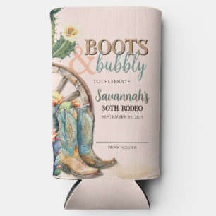 Rafraîchisseur Pour Canette Slim Botte rose pâle et rodéo-fille mousseuse Anniversa