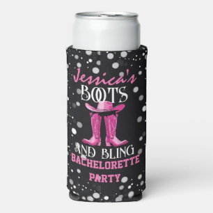 Rafraîchisseur Pour Canette Slim Bottes roses et Bling Bachelorette