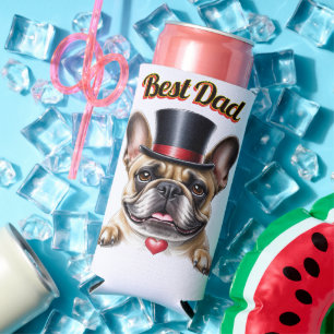 Rafraîchisseur Pour Canette Slim Bouledogue français Cœur Fête des Pères Bouledogue