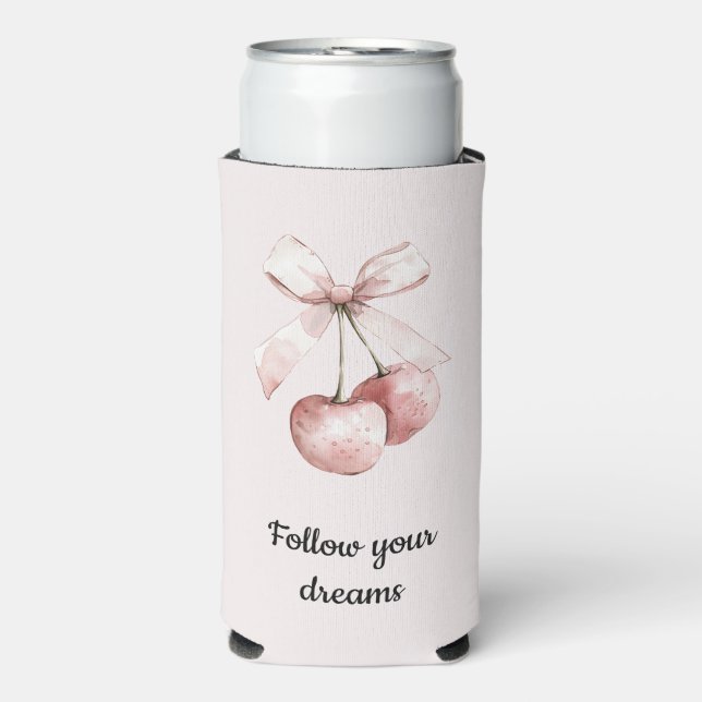 Rafraîchisseur Pour Canette Slim Bow aux cerises roses (Seltzer Recto)