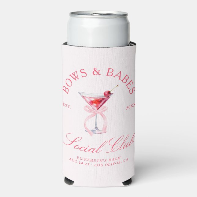Rafraîchisseur Pour Canette Slim Bows & Babes Coquette Cherries Enterrement de Vie  (Seltzer Recto)