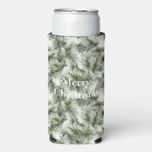 Rafraîchisseur Pour Canette Slim Branches de sapin de Noël (Seltzer Recto)