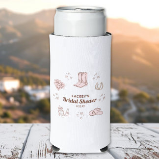 Rafraîchisseur Pour Canette Slim Cadeau de fête de douche de mariage de cowgirl occ
