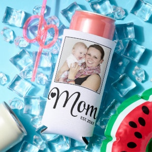 Rafraîchisseur Pour Canette Slim Cadeau de photo personnalisé pour mères Maman étab