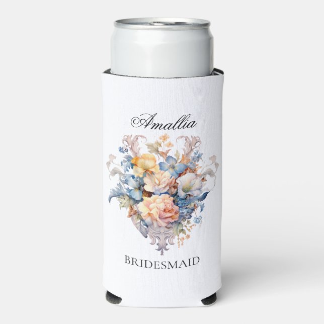 Rafraîchisseur Pour Canette Slim Cadeau de proposition demoiselle d'honneur Bouquet (Seltzer Recto)