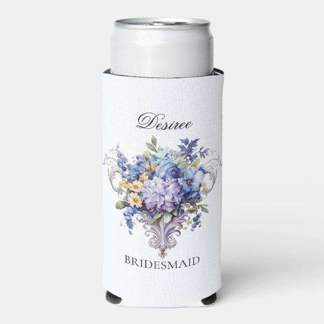 Rafraîchisseur Pour Canette Slim Cadeau de proposition demoiselle d'honneur Fleurs  (Seltzer Recto)