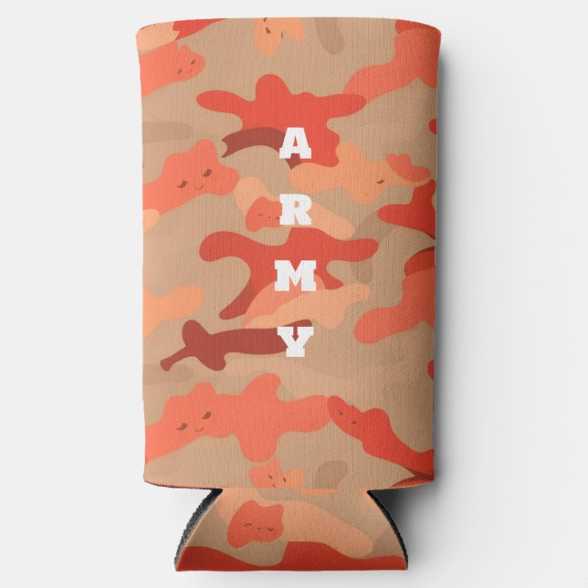 Rafraîchisseur Pour Canette Slim Camo de bois orange (Recto)