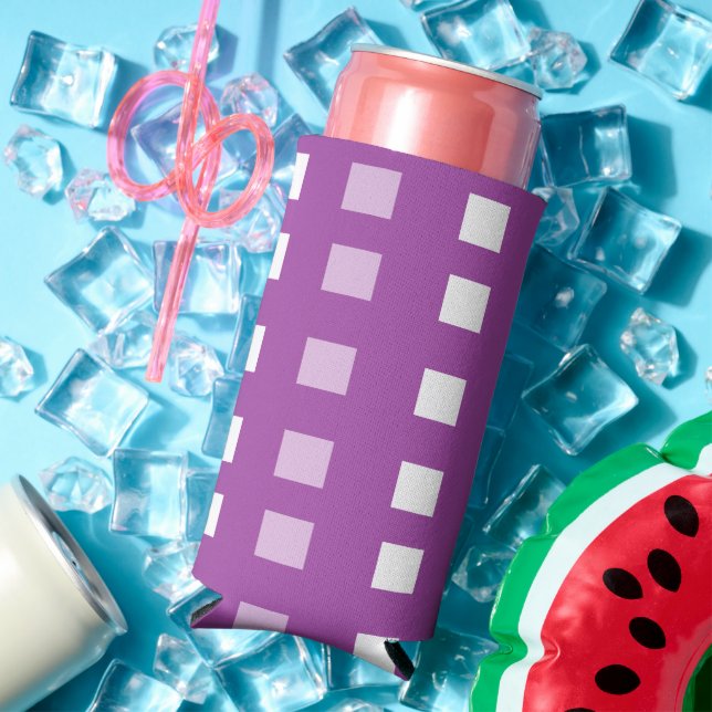 Rafraîchisseur Pour Canette Slim Carrés à motifs violets (Été in situ)