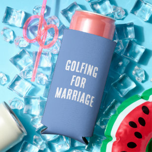 Rafraîchisseur Pour Canette Slim C'Est Drôle De "Golfing For Marriage". Bleu et bla