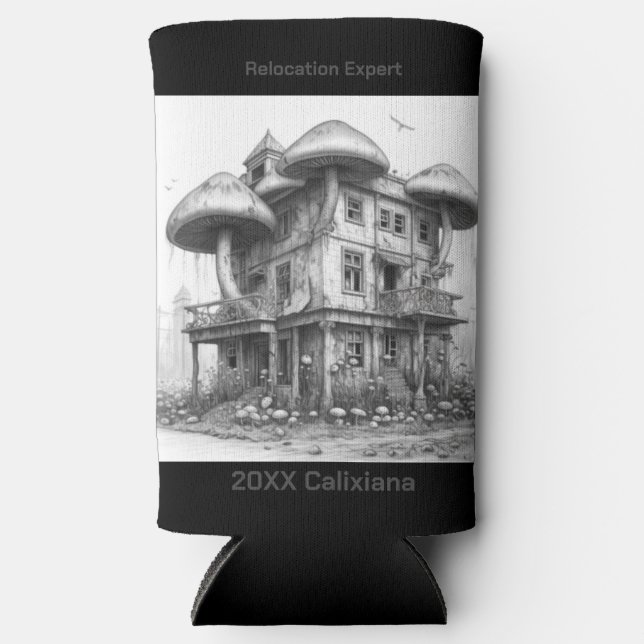 Rafraîchisseur Pour Canette Slim Champignons Noir et blanc (Recto)