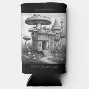 Rafraîchisseur Pour Canette Slim Champignons sur le toit de maison en bois Noir et