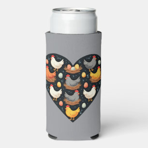 Rafraîchisseur Pour Canette Slim Charme rustique Cottagecore Motif de poulet de fer