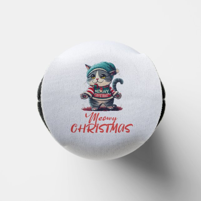 Rafraîchisseur Pour Canette Slim Chat de Noël  (Fond)