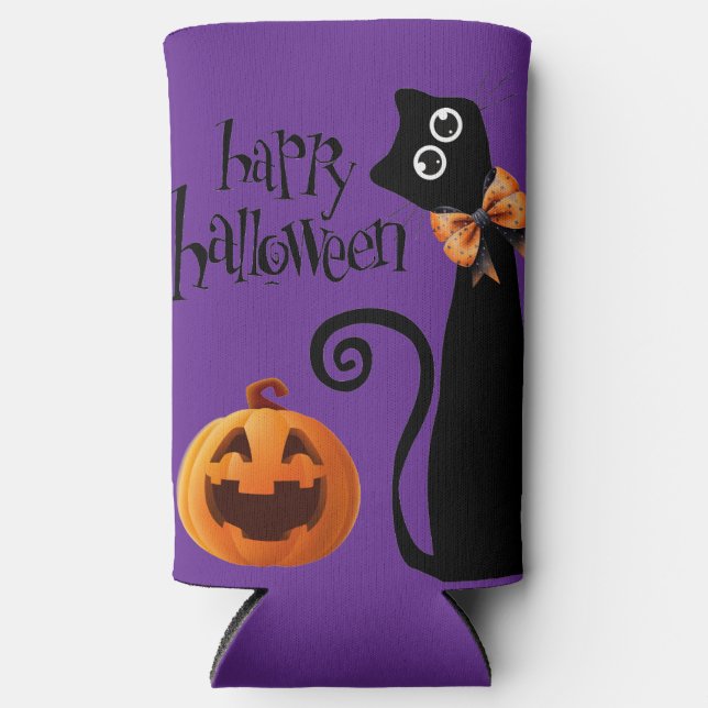 Rafraîchisseur Pour Canette Slim chat halloween (Recto)