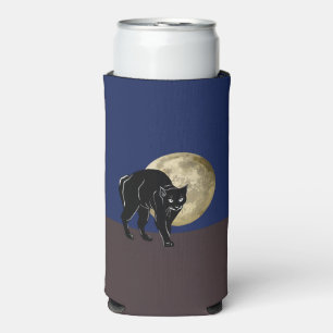 Rafraîchisseur Pour Canette Slim Chat noir rôdant Halloween dans une nuit de pleine
