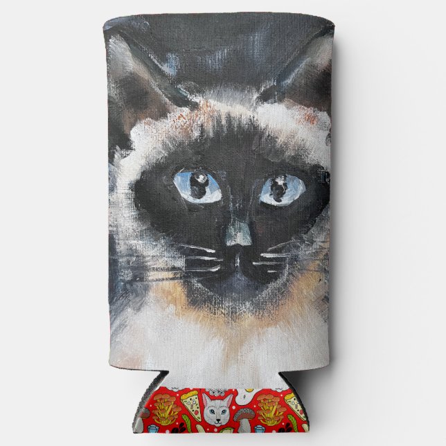 Rafraîchisseur Pour Canette Slim chat siamois (Recto)