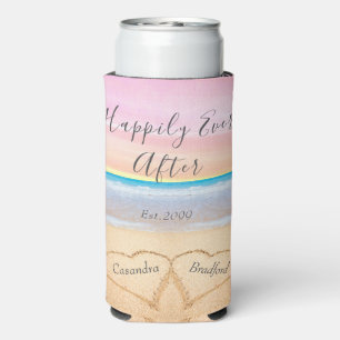 Rafraîchisseur Pour Canette Slim Chic Blush Pink Beach Mariage 2 Coeurs