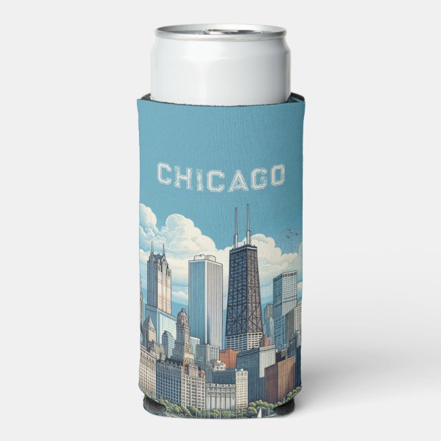 Rafraîchisseur Pour Canette Slim Ciel bleu Chicago (Seltzer Recto)