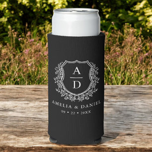 Rafraîchisseur Pour Canette Slim Cimier noir blanc moderne Monogramme Mariage