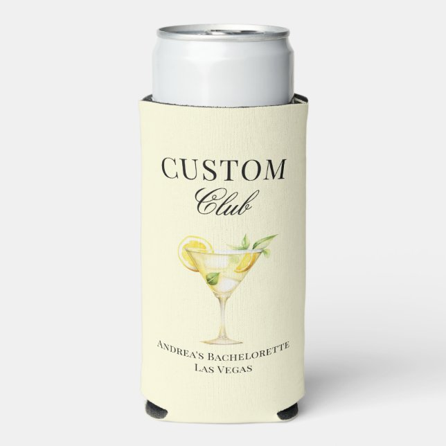 Rafraîchisseur Pour Canette Slim Citron Cocktail Luxe Social Club Personnalisé (Seltzer Recto)