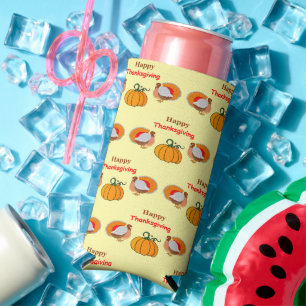 Rafraîchisseur Pour Canette Slim Citrouille de Thanksgiving et motif de dinde jaune
