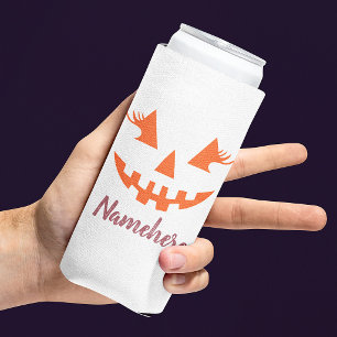Rafraîchisseur Pour Canette Slim Citrouille personnalisée Jack O Lantern Halloween 