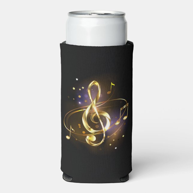 Rafraîchisseur Pour Canette Slim Clé de Sol Musicale en Or (Seltzer Recto)