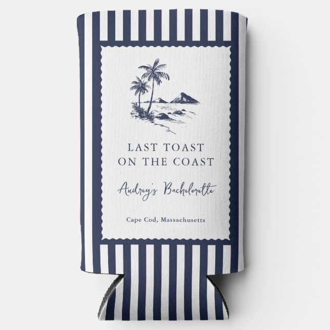 Rafraîchisseur Pour Canette Slim Coastal Bachelorette Party (Recto)