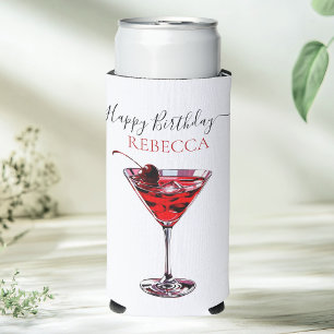 Rafraîchisseur Pour Canette Slim Cocktail Party Cerise Martini Joyeux Anniversaire
