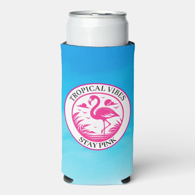 Rafraîchisseur Pour Canette Slim Conception de cercle d'été flamant rose-68730 (Seltzer Recto)