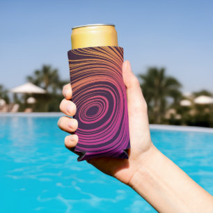 Rafraîchisseur Pour Canette Slim Cool des 60 cercles Vibe et des tourbillons Motif