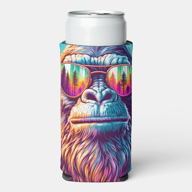 Rafraîchisseur Pour Canette Slim Cool personnalisé Bigfoot dans lunettes de soleil  (Seltzer Recto)