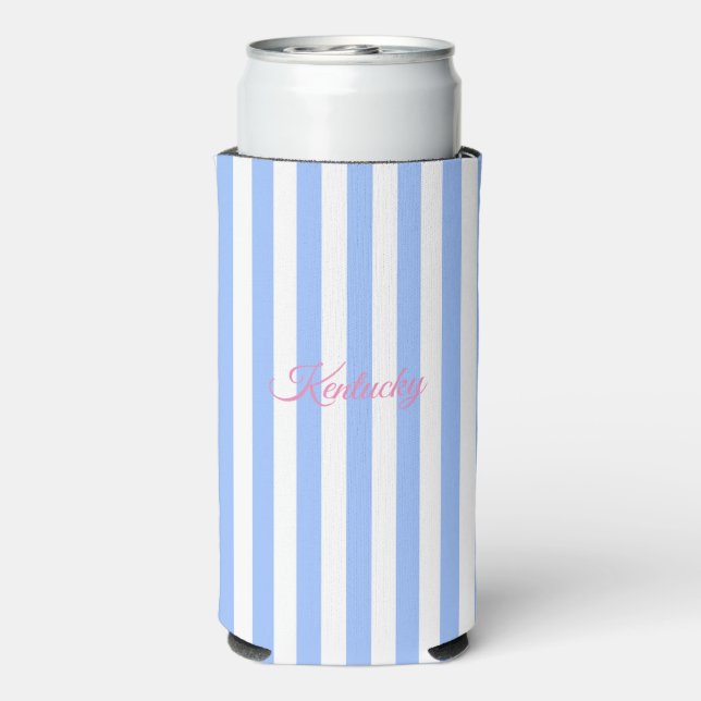 Rafraîchisseur Pour Canette Slim Coozie bleu rayé du Kentucky (Seltzer Verso)