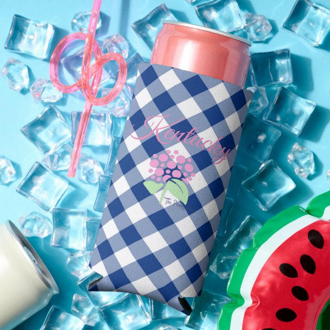 Rafraîchisseur Pour Canette Slim Coozie en vichy bleu du Kentucky (Été in situ)