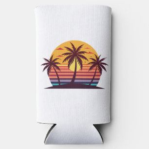 Rafraîchisseur Pour Canette Slim Coucher de soleil avec palmiers Vector-98801