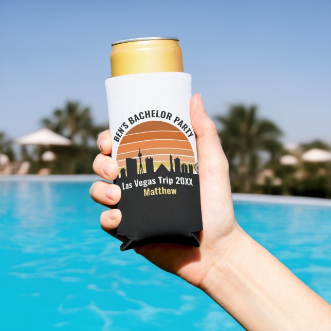 Rafraîchisseur Pour Canette Slim Coucher de soleil sur le Strip de Las Vegas, vacan (Piscine in situ)