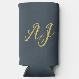 Rafraîchisseur Pour Canette Slim Couleur Or Charbon Monogramme Initial Professionne