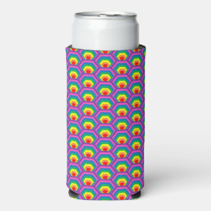 Rafraîchisseur Pour Canette Slim Couleurs arc-en-ciel coloré hexagone motif