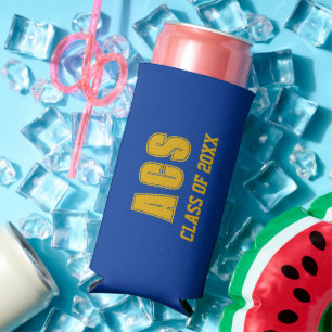 Rafraîchisseur Pour Canette Slim Couleurs Scolaires Bleu Royal et Or