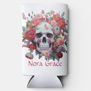 Rafraîchisseur Pour Canette Slim Crâne Floral Fantaisiste